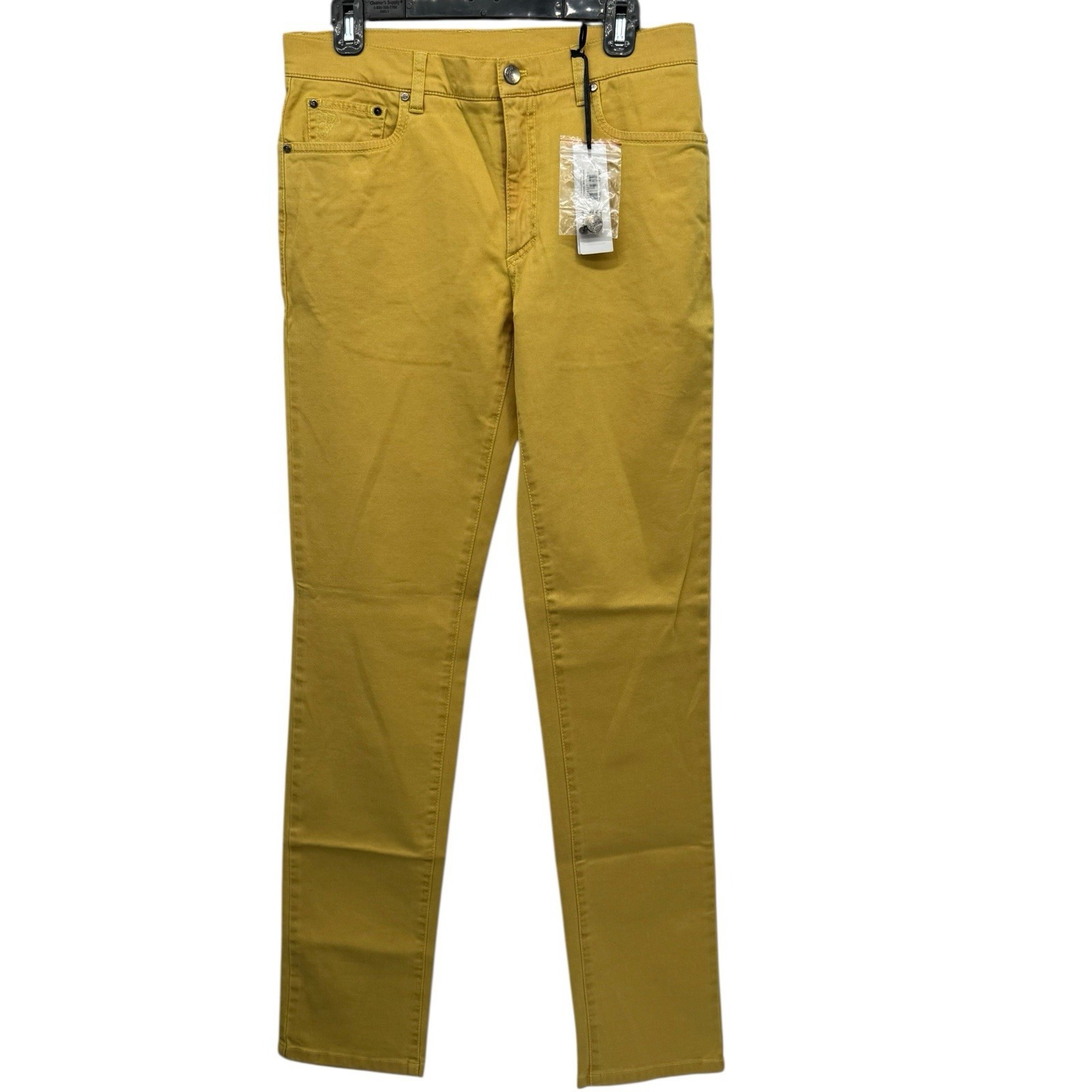 Versace Collection Men's Slim Fit Mustard Yellow Pants 32 Made In Italy